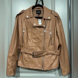NWT Express Tan Faux Leather Jacket